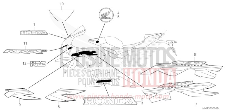 MARQUE/RAYURE (1) de CBR1000RR SP SP1 SP2 MAT PEARL MORION BLACK (NHC33) 2022